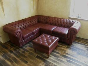 Chesterfield Windsor III Kožená rohová sedací souprava vínová
