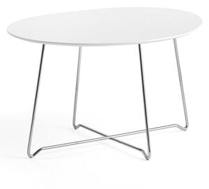 AJ Produkty Konferenční stolek IRIS, oválný, 870x670 mm, chrom, bílá deska