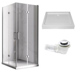 BPS-koupelny Obdélníkový sprchový kout HYD-OK12A 90x80 chrom/transparent + vanička HYD-OSV-SXL03B bílá