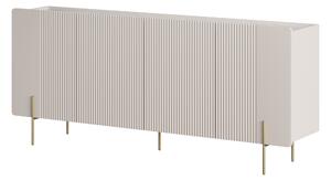 Komoda Malmi 200 cm - kašmírová / crema bianca / zlaté nožky