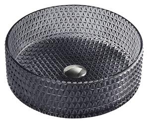 BPS-koupelny Skleněné umyvadlo na desku HYD-BRT1-BL-360 36x12 cm, černá lesk