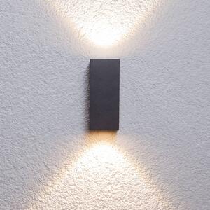 Lucande Venkovní nástěnné svítidlo LED Tavi, výška 15 cm, černá barva, Černá, Hliník, Moderní