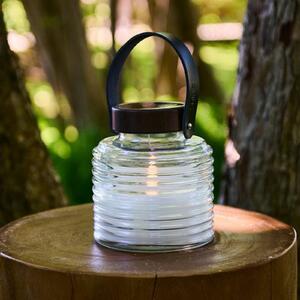 Sirius LED solární lampa Aston Jar, výška 16 cm, černá/hnědá, IP44, Čirá / transparetní, Sklo