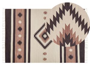 Bavlněný kelimový koberec 140 x 200 cm béžový/hnědý ARAGATS