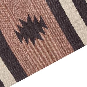 Bavlněný kelimový koberec 140 x 200 cm béžový/hnědý ARAGATS