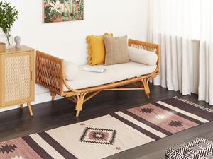 Bavlněný kelimový koberec 80 x 300 cm béžový/hnědý ARAGATS