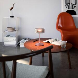 Nabíjecí stolní lampa Numotion LED, růžově zlatá, sklo, IP54, stmívatelná