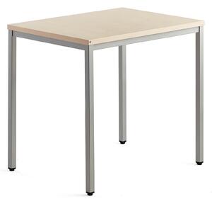 AJ Produkty Přídavný stůl MODULUS, 4 nohy, 800x600 mm, stříbrný rám, bříza
