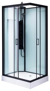 BPS-koupelny Hydromasážní box HYD-AL100 pravý, 100x80 cm, černá/transparent