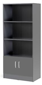 AJ Produkty Kancelářská skříň FLEXUS, 1725x760x415 mm, dveře + 3 otevřené police, šedá