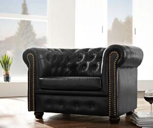 Chesterfield Bis: Křeslo 1M Antik Black s puncy