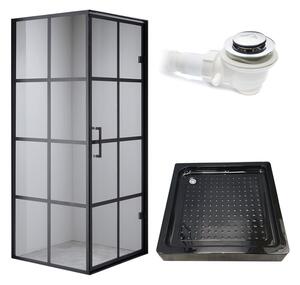 BPS-koupelny Čtvercový sprchový kout HYD-SK10A 80x80 černá/transparent + vanička HYD-SSV-SXL02A černá