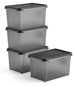 AJ Produkty Plastový box DRY, s víkem, voděodolný, 50 l, 600x400x350 mm, bal. 4 ks