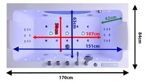 BPS-koupelny Hydromasážní vana HYD-IR933C-WH 170x84 BÍLÁ s ohřevem vody
