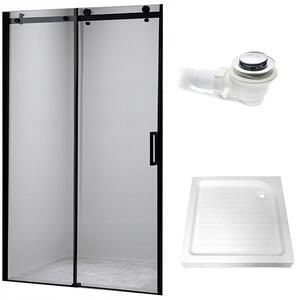 BPS-koupelny Posuvné sprchové dveře HYD-PD03B 100 černá/transparent pro instalaci do niky + vanička HYD-OSV-SXL03C 100x80 bílá