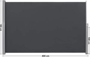 SONGMICS Boční markýza zatahovací tmavě šedá 180 x 400 cm
