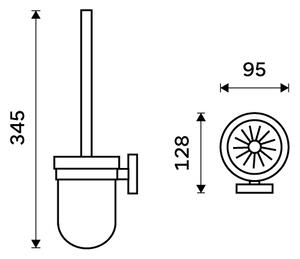 WC štětka v keramické nádobě, nástěnný držák a rukojeť chrom NIMCO UNIX UN 13094KU-26