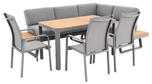 Doppler EXPERT PLUS AVERSA TEAK šedá, 3+2+1, hliníková jídelní souprava, pro 6 osob