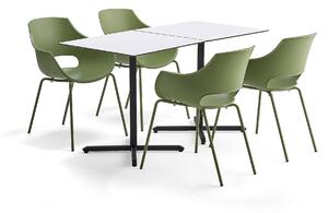 AJ Produkty Jídelní set BECKY + RIVER, 2 stoly a 4 zelené židle
