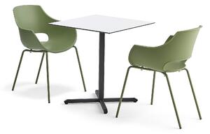 AJ Produkty Jídelní set BECKY + RIVER, 1 stůl a 2 zelené židle