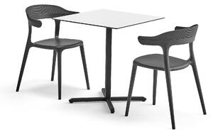 AJ Produkty Jídelní set BECKY + CREEK, 1 stůl a 2 antracitově šedé židle