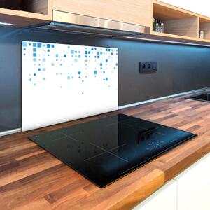Kuchyňská deska skleněná Modré čtverce pl-ko-80x52-f-100521410