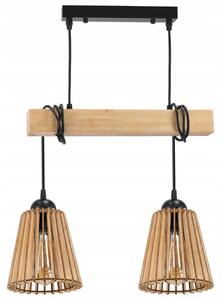 BERGE Závěsné stropní LED svítidlo, dřevěný trám, 2xE27 kuželový lustr