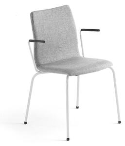 AJ Produkty Konferenční židle OTTAWA, s područkami, stříbrně šedý potah, bílá