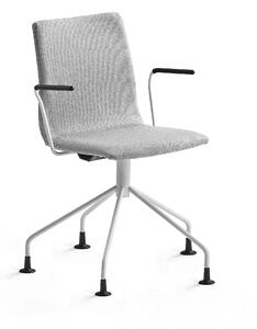 AJ Produkty Konferenční židle OTTAWA, s područkami, podnož pavouk, stříbrně šedý potah, bílá