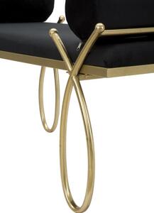 Sametová lavice Mauro Ferretti Ribar 112,5x49x53 cm, zlatá/černá
