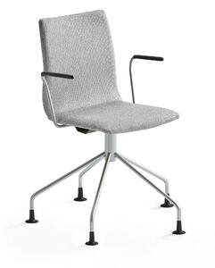AJ Produkty Konferenční židle OTTAWA, s područkami, podnož pavouk, stříbrně šedý potah, šedá