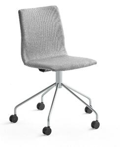 AJ Produkty Konferenční židle OTTAWA, s kolečky, stříbrně šedý potah, šedá