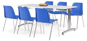 AJ Produkty Nábytkový set SANNA + SIERRA, 1 stůl a 6 modrých židlí
