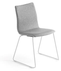 AJ Produkty Konferenční židle OTTAWA, ližinová podnož, stříbrně šedý potah, bílá