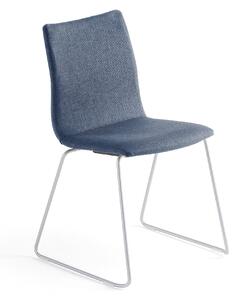 AJ Produkty Konferenční židle OTTAWA, ližinová podnož, modrý potah, šedá