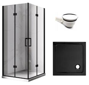 BPS-koupelny Čtvercový sprchový kout HYD-SK08B 80x80 černá/transparent + vanička HYD-SSV-ST02A černá