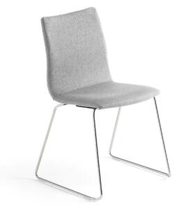 AJ Produkty Konferenční židle OTTAWA, ližinová podnož, stříbrně šedý potah, chrom