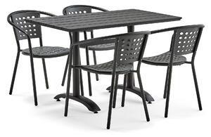AJ Produkty Set zahradního nábytku Piazza + Capri, 1 obdélníkový stůl + 4 šedé židle