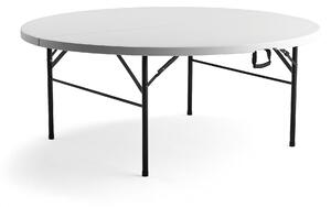 AJ Produkty Kulatý skládací stůl MIKA, Ø1830 mm, plastová deska, černá konstrukce