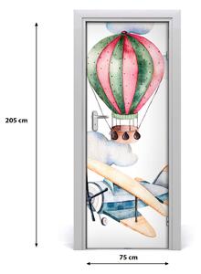 Samolepící fototapeta na dveře Balóny a letadla 75x205 cm