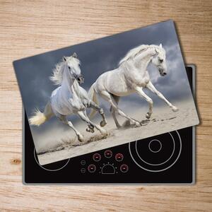 Kuchyňská deska skleněná Bílí koně pláž pl-ko-80x52-f-106869148