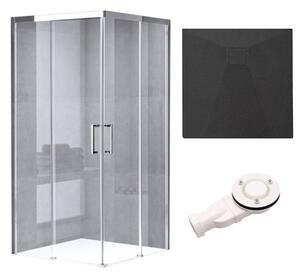 BPS-koupelny Čtvercový sprchový kout HYD-SK90B 90x90 chrom/transparent + vanička HYD-SSV-RIKO černá