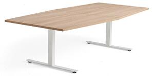 AJ Produkty Jednací stůl MODULUS, 2400x1200 mm, T-nohy, bílá podnož, dub