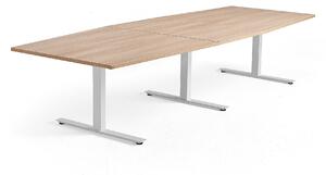AJ Produkty Jednací stůl MODULUS, 3200x1200 mm, T-nohy, bílá podnož, dub