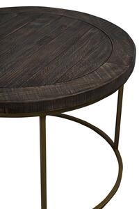 Hnědý masivní borovicový konferenční stolek Rowico Timo, 80 cm