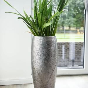 Vivanno luxusní květináč ROYAL, sklolaminát, výška 73 cm, stříbrno-černý