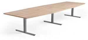 AJ Produkty Jednací stůl MODULUS, 4000x1200 mm, T-nohy, stříbrná podnož, dub
