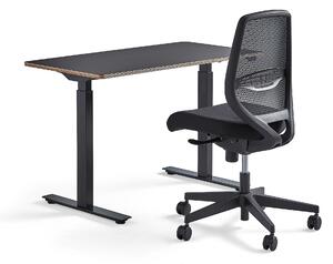 AJ Produkty Nábytková sestava NOVUS + MARLOW, 1 černý stůl a 1 kancelářská židle