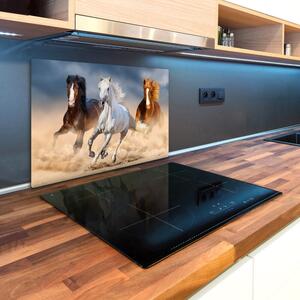 Kuchyňská deska skleněná Koně na poušti pl-ko-80x52-f-114734270