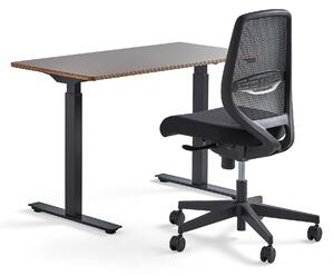AJ Produkty Nábytková sestava NOVUS + MARLOW, 1 jílově šedý stůl a 1 kancelářská židle